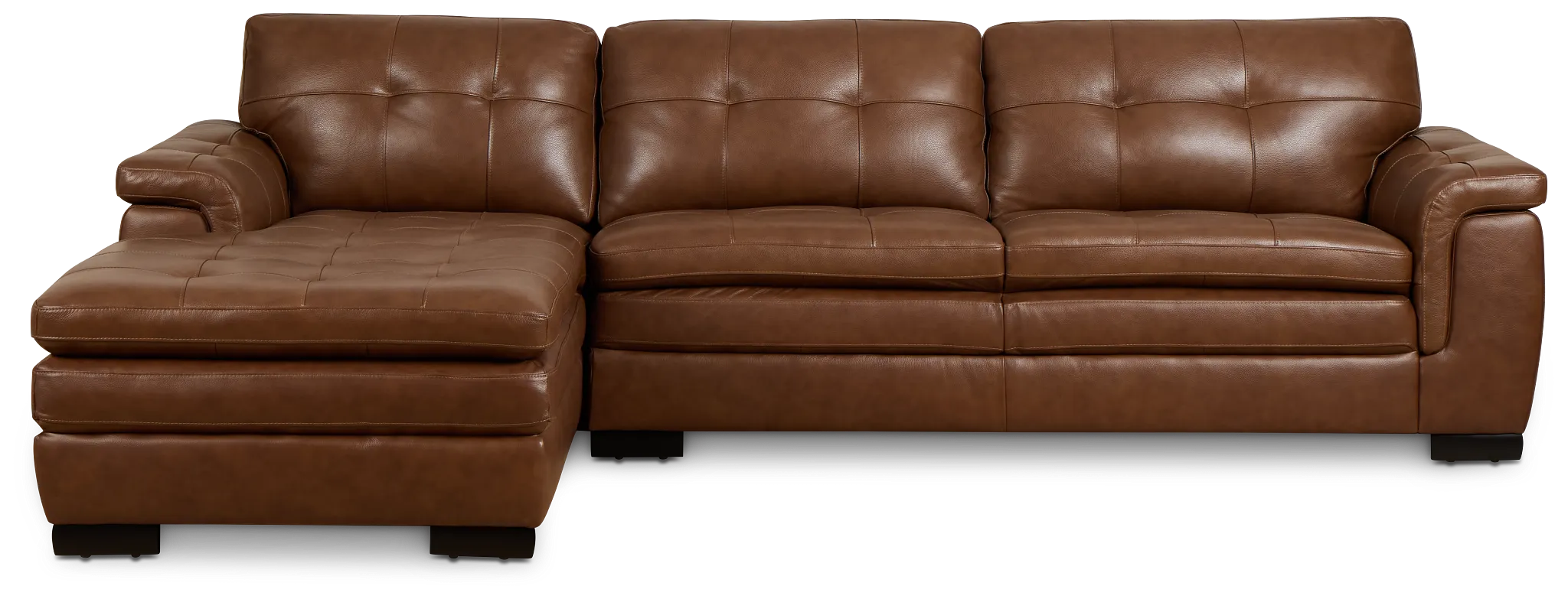 Braden Medium Brown Leather Left Chaise Sectional
