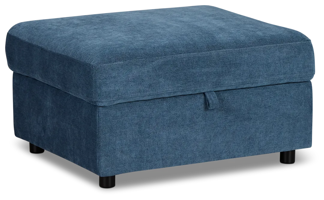 Addie Blue Fabric Storage Ottoman