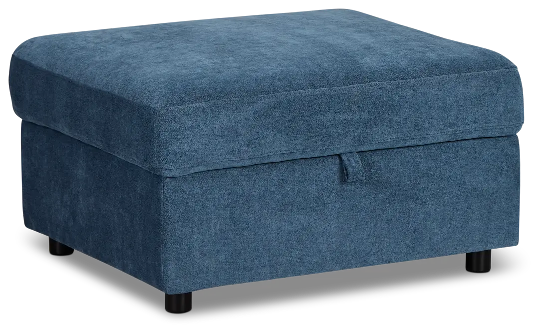 Addie Blue Fabric Storage Ottoman Addie Blue Fabric Storage Ottoman