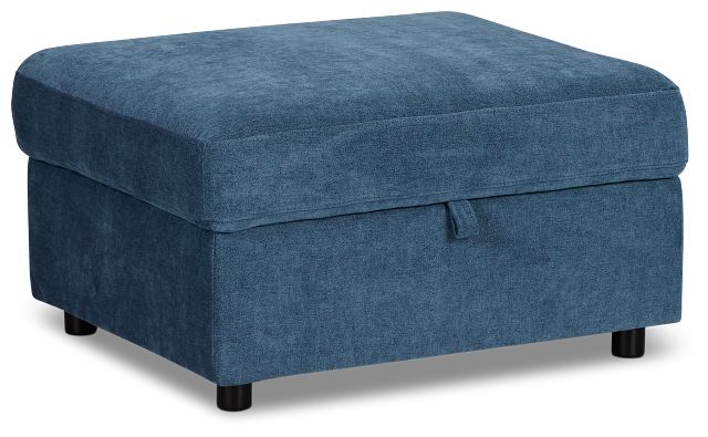 Addie Blue Fabric Storage Ottoman