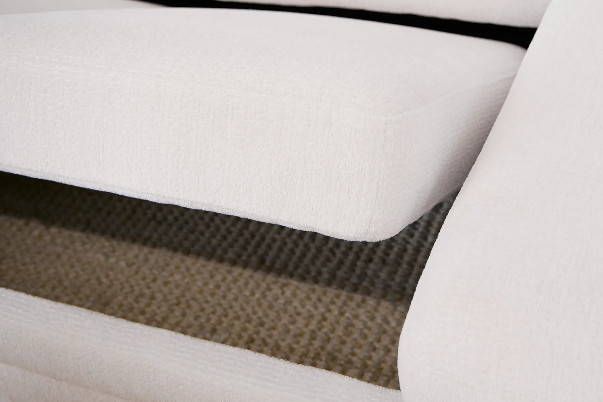 Everly White Fabric Double Chaise Sleeper Storage Sectional