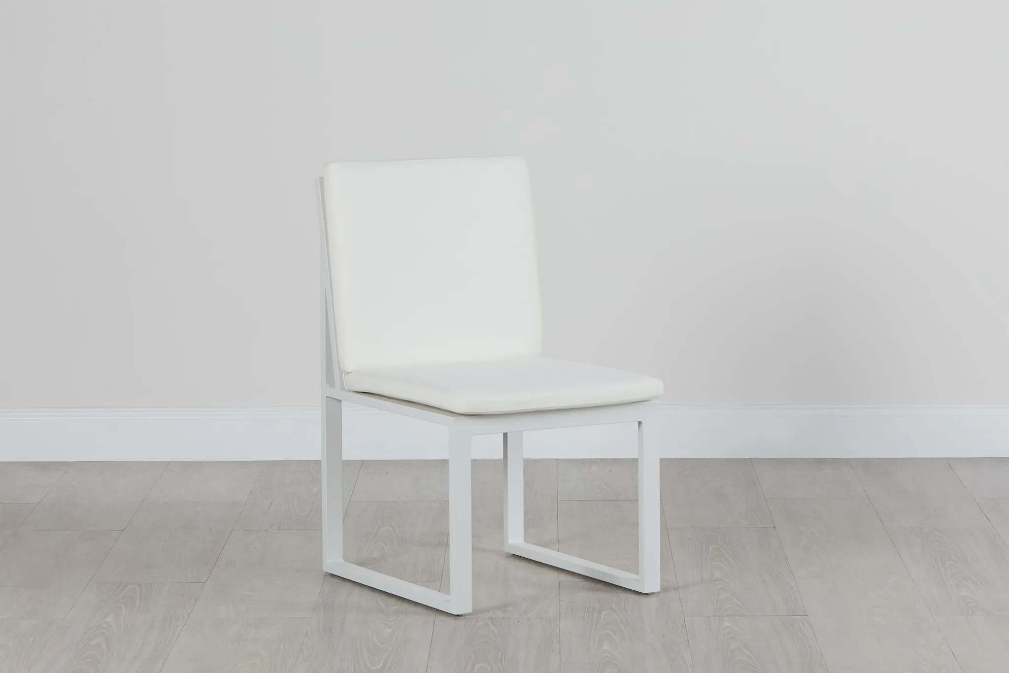 Linear White Aluminum Cushioned Chair