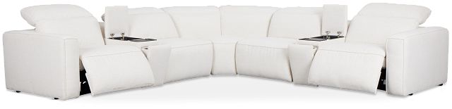 Ryland White Fabric Large Dual Power Reclining Two-arm Sectional