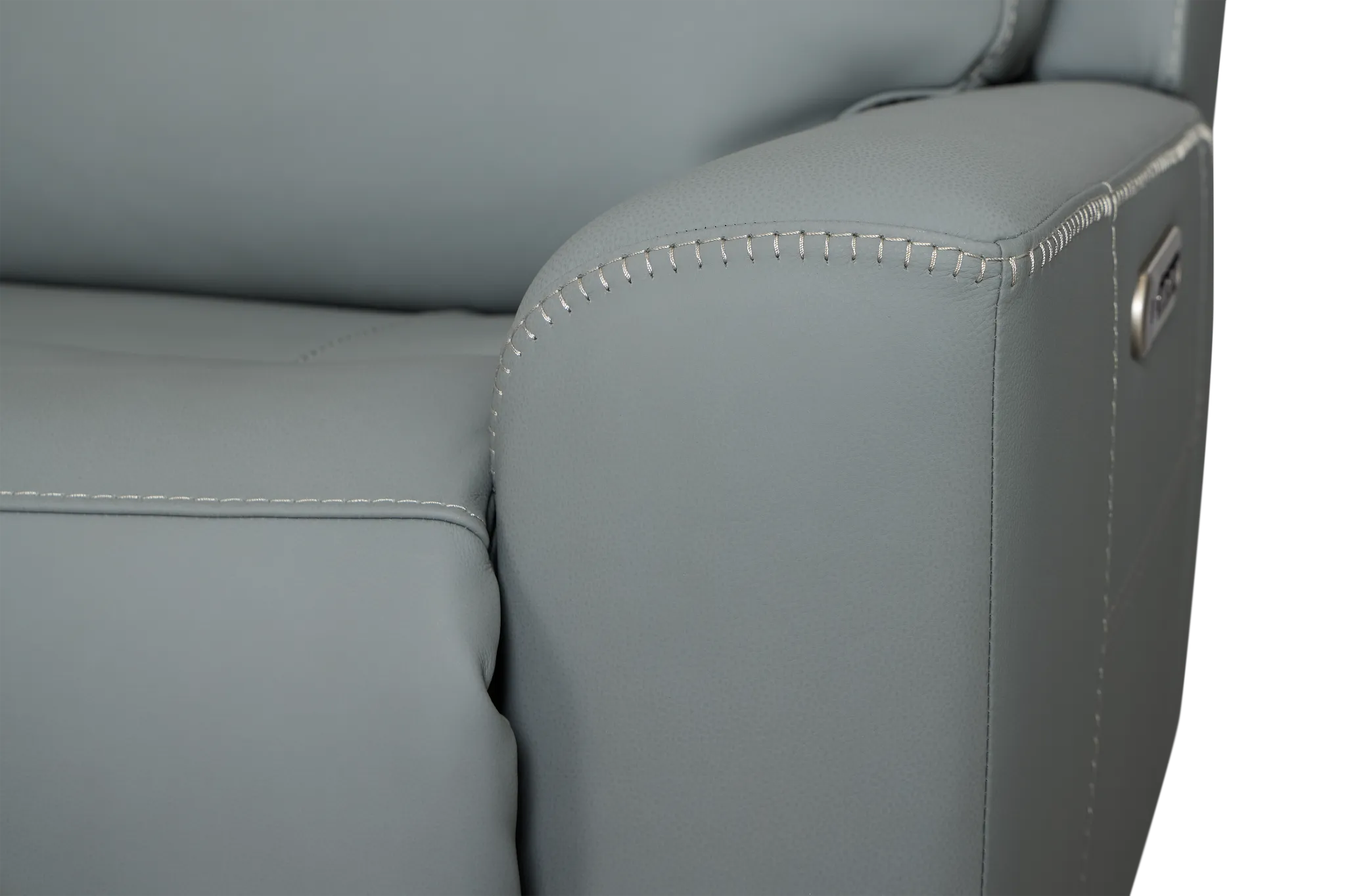 Flexsteel Sterling Blue Lthr/vinyl Small Dual Power Reclining Two-arm Sectional