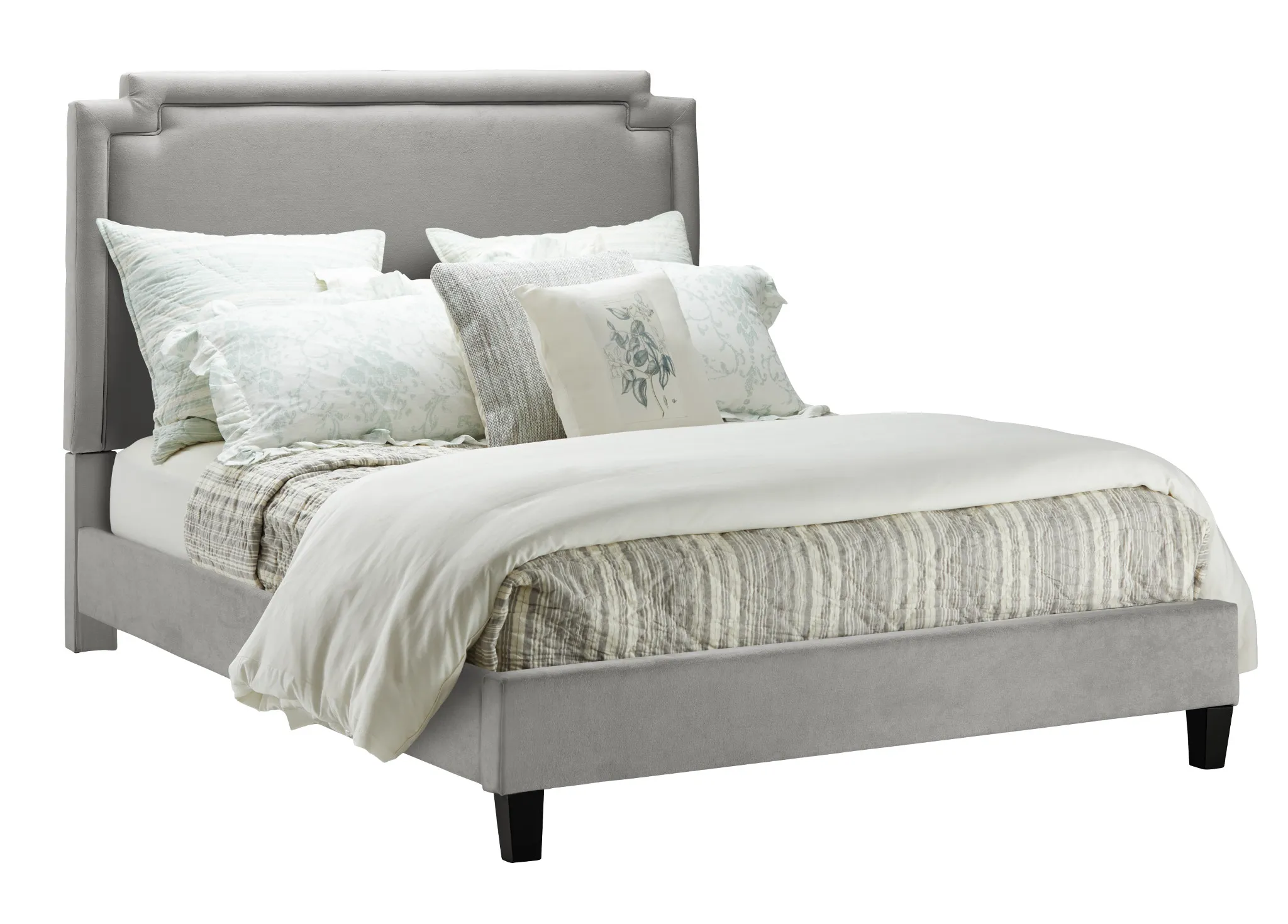 Whitney Light Gray Uph Platform Bed