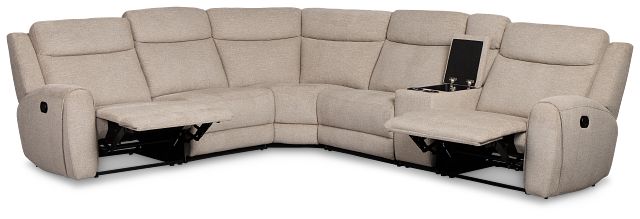 Walker Beige Fabric Medium Dual Manual 2-arm Sectional