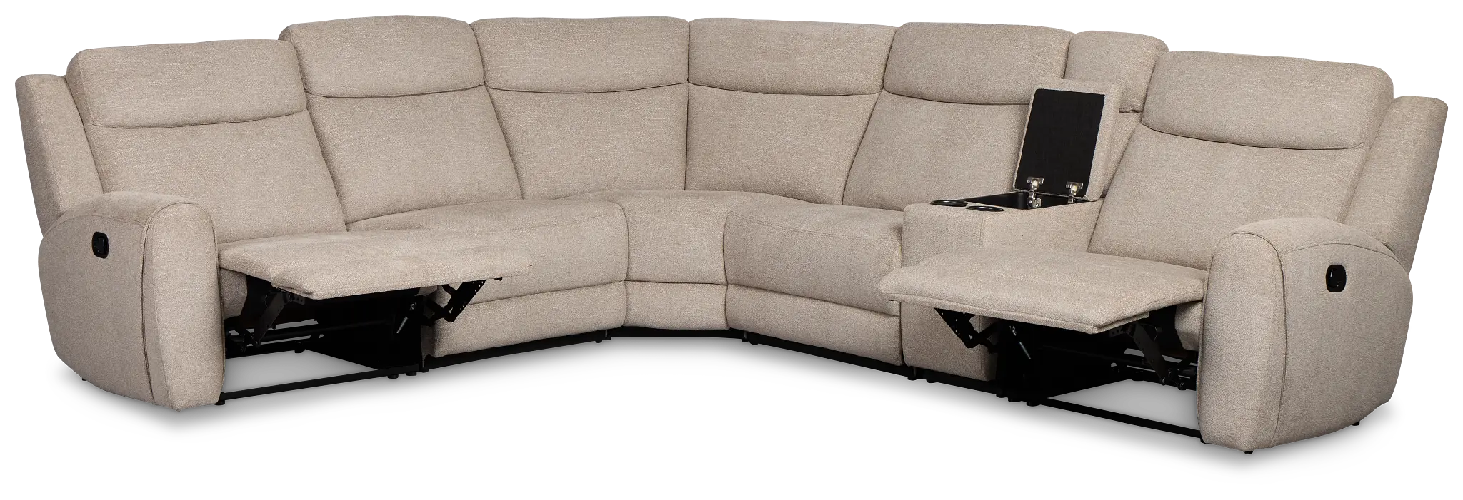 Walker Beige Fabric Medium Dual Manual 2-arm Sectional Walker Beige Fabric Medium Dual Manual 2-arm Sectional