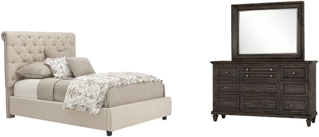 Durham Beige Uph Platform Bedroom