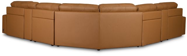 Rudy Brown Lthr/vinyl Large Dual Power Left Exentsion Chaise Sectional