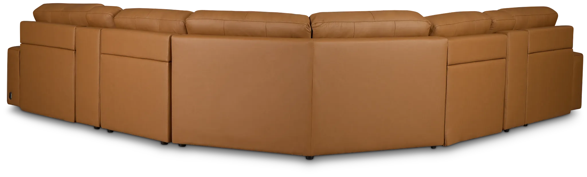 Rudy Brown Lthr/vinyl Large Dual Power Left Exentsion Chaise Sectional