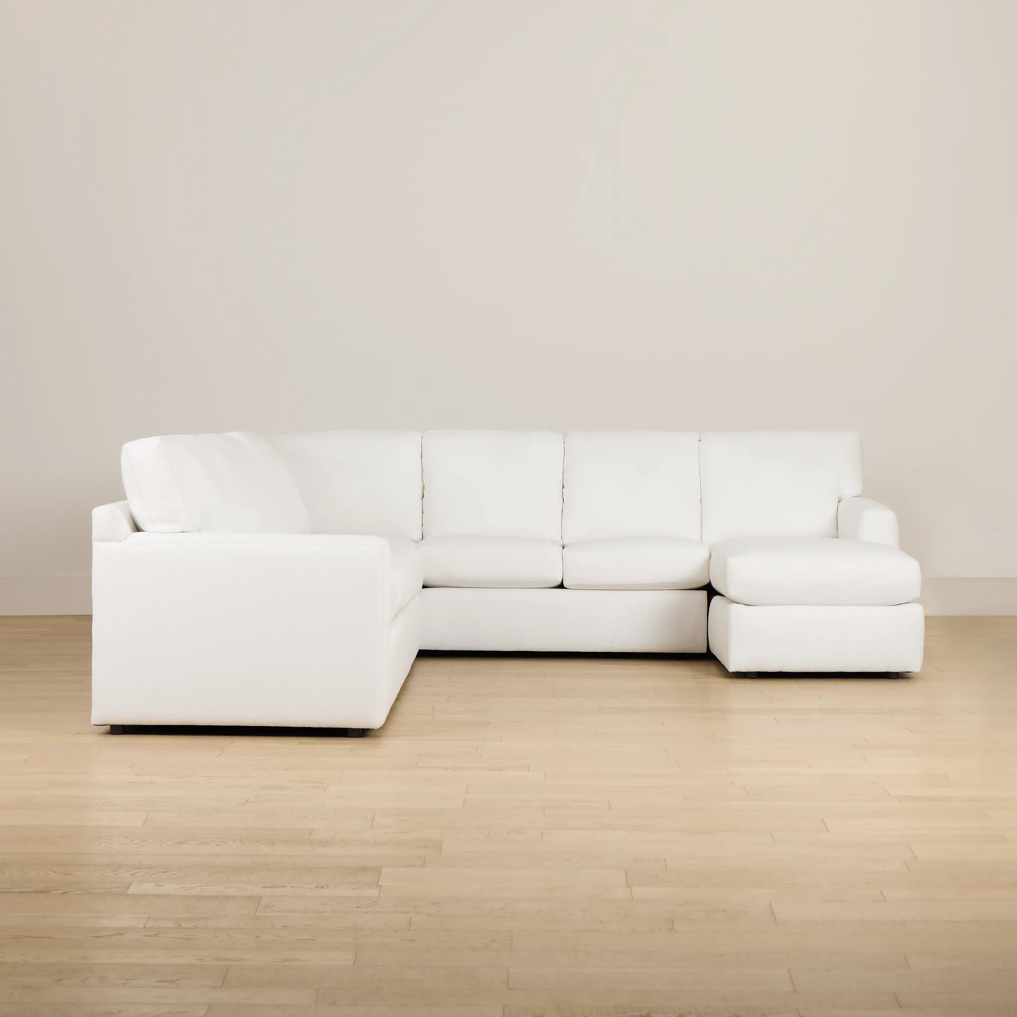 Rhodes White Fabric Large Right Chaise Sectional