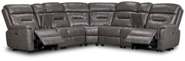 Toby2 Dark Taupe Micro Large Dual Power Reclining Two-arm Sectional