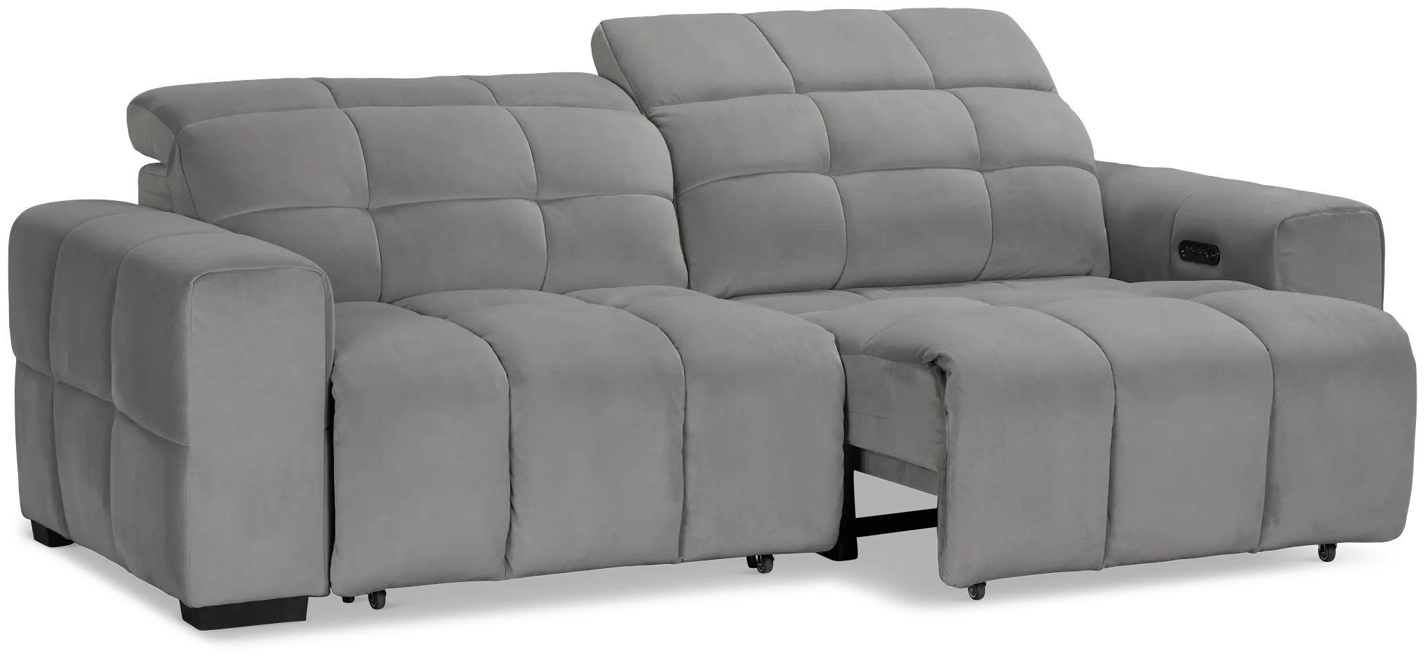 Gemma Light Gray Velvet Power Chaise Sofa Gemma Light Gray Velvet Power Chaise Sofa