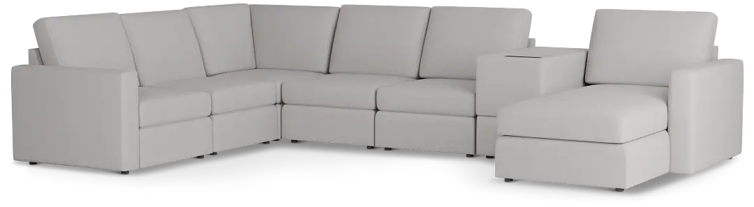 Citymod Light Gray Fabric Large Right Chaise Sectional With Media Console Citymod Light Gray Fabric Large Right Chaise Sectional With Media Console