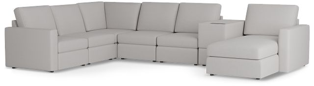 Citymod Light Gray Fabric Large Right Chaise Sectional With Media Console