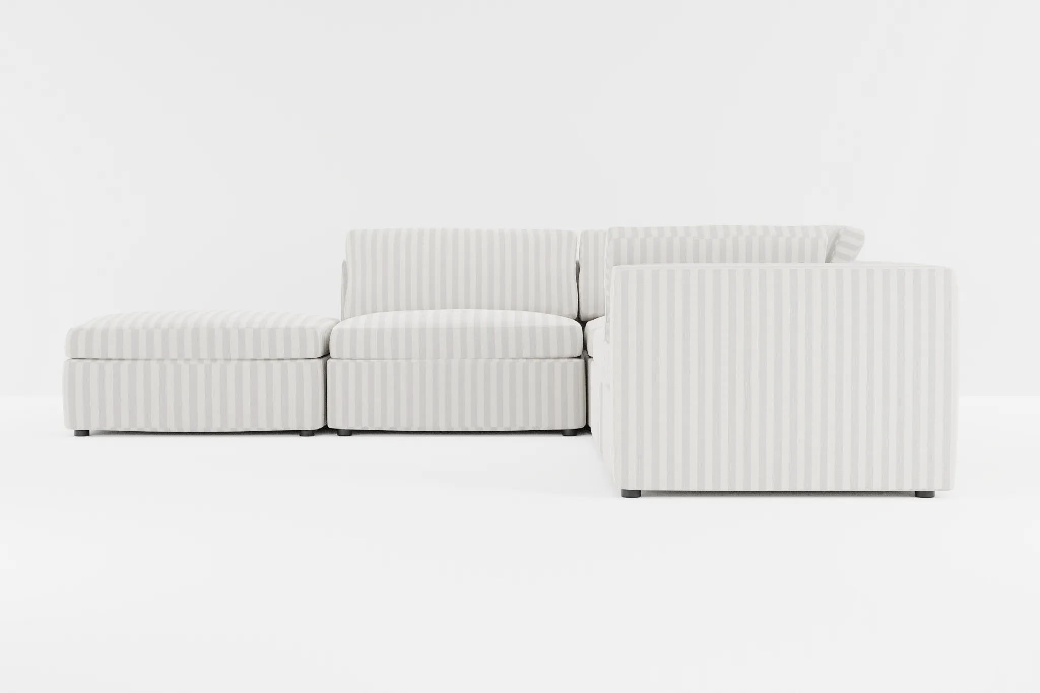 Destin Sea Lane Light Gray Fabric 5pc Bumper Sectional