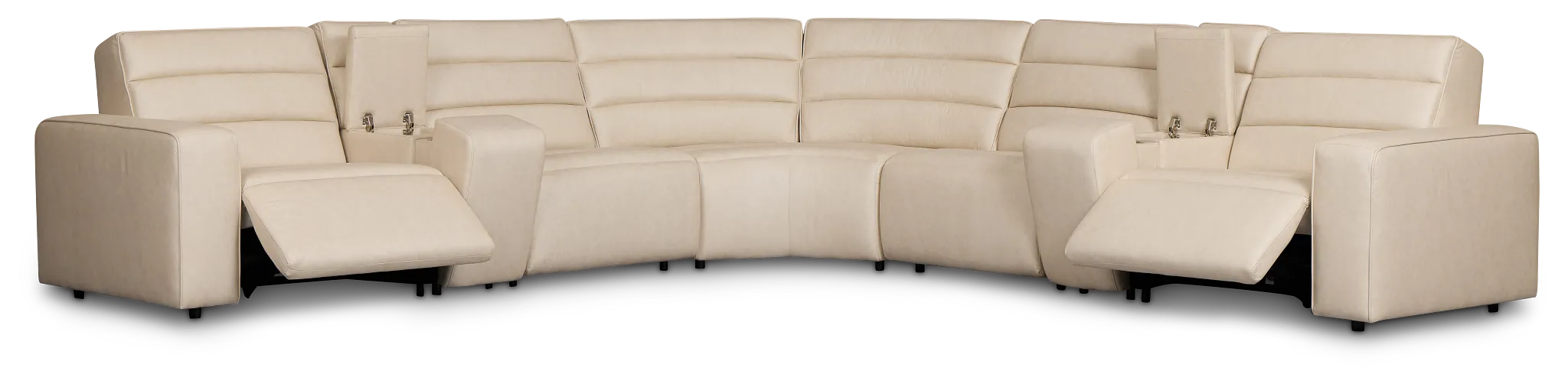 Sawyer Ivory Micro Large Dual Power Reclining Two-arm Sectional