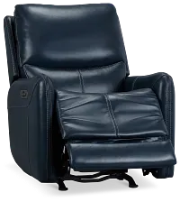 Jonas Dark Blue Lthr/vinyl Power Recliner With Heat And Massage