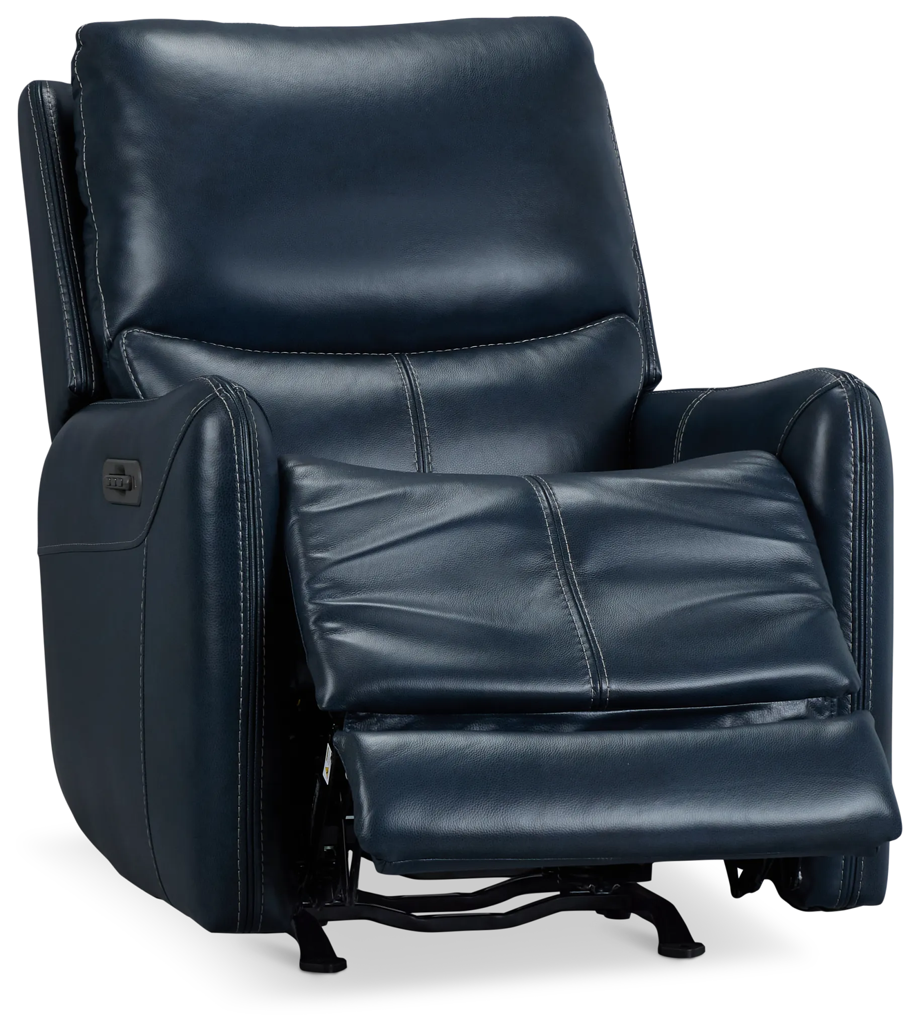 Jonas Dark Blue Lthr/vinyl Power Recliner With Heat And Massage