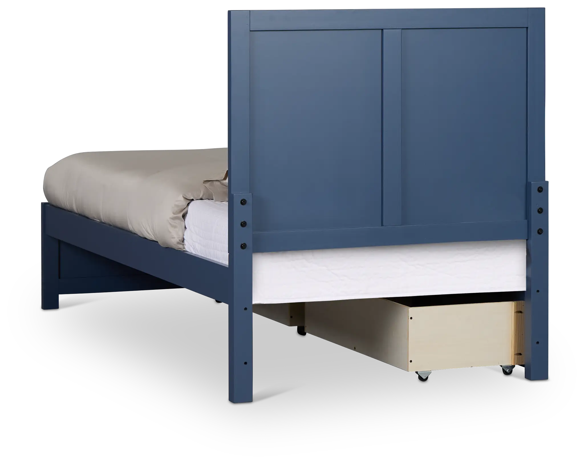Charleston Dark Blue Panel Bed With 2 Storage Drawers Charleston Dark Blue Panel Bed With 2 Storage Drawers