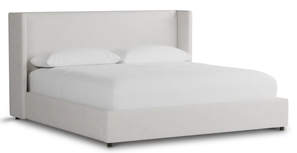 Captiva Linen Light Beige 48" Upholstered Shelter Bed Captiva Linen Light Beige 48" Upholstered Shelter Bed