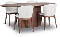 Nomad Mid Tone 78" Oval Table & 4 Light Beige Chairs W/ Mid-tone Legs