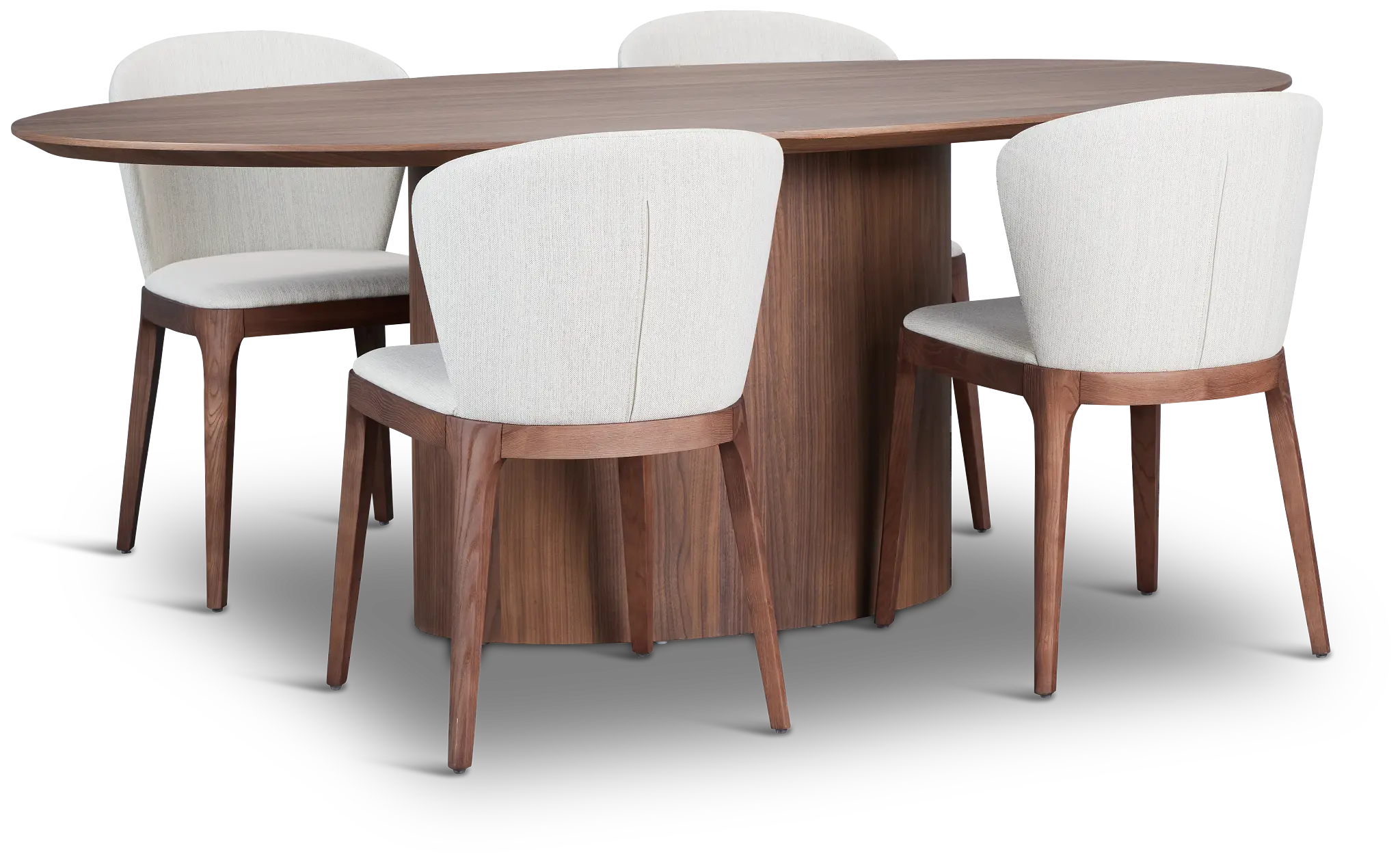 Nomad Mid Tone 78" Oval Table & 4 Light Beige Chairs W/ Mid-tone Legs Nomad Mid Tone 78" Oval Table & 4 Light Beige Chairs W/ Mid-tone Legs
