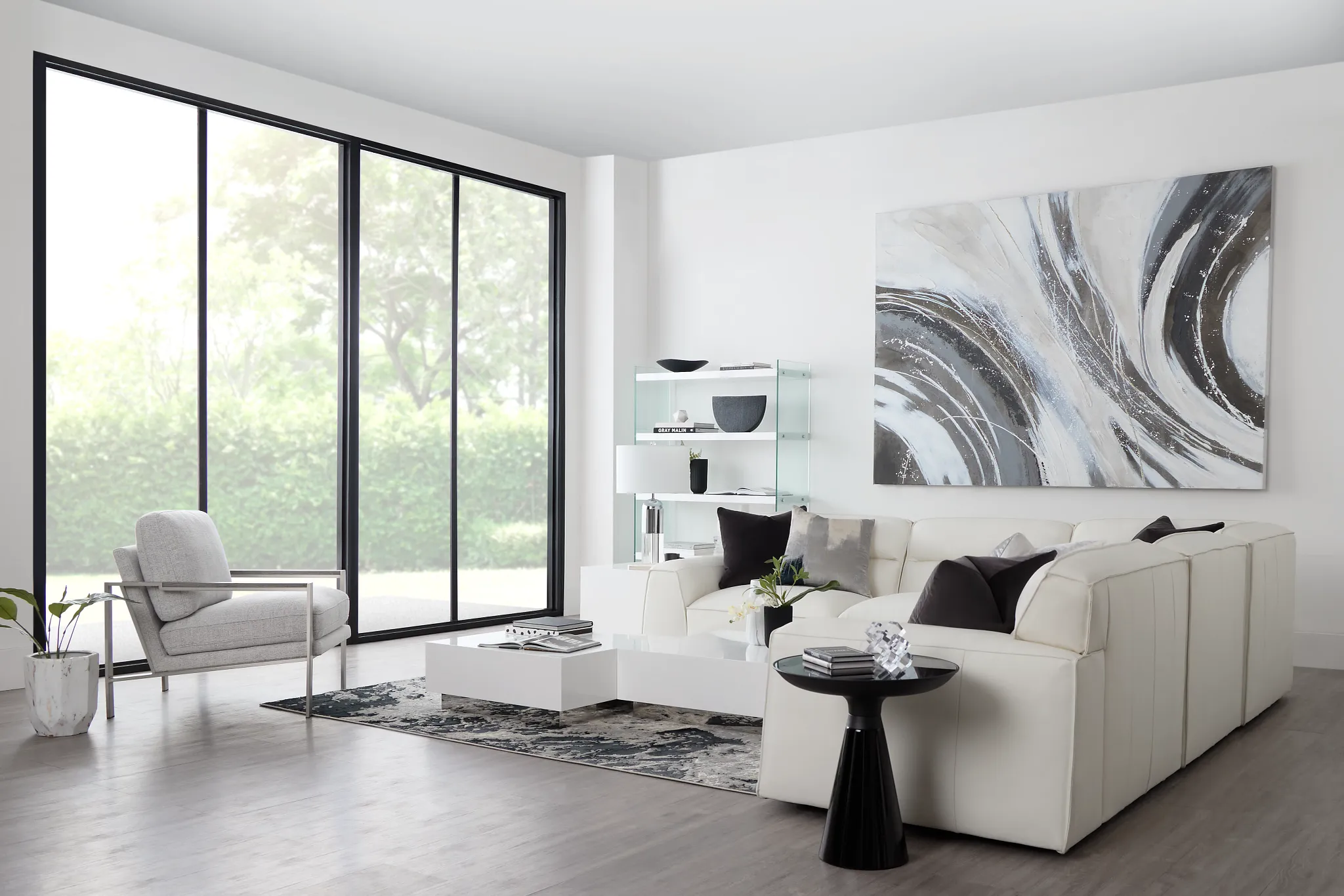 Blanca White Leather 5-piece Modular Sectional