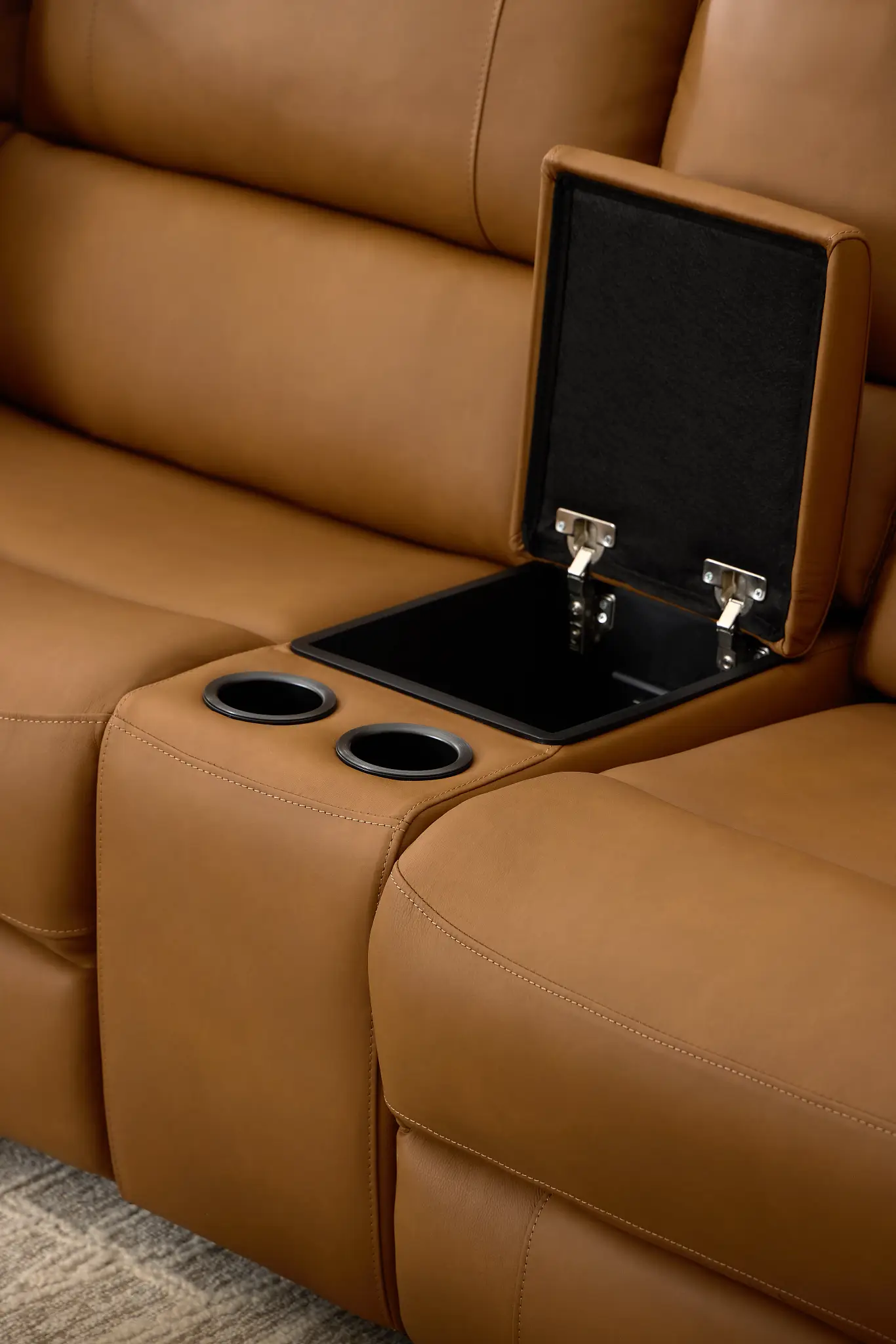 Summit Light Brown Lthr/vinyl Medium Dual Power 2-arm Reclining Sectional Summit Light Brown Lthr/vinyl Medium Dual Power 2-arm Reclining Sectional