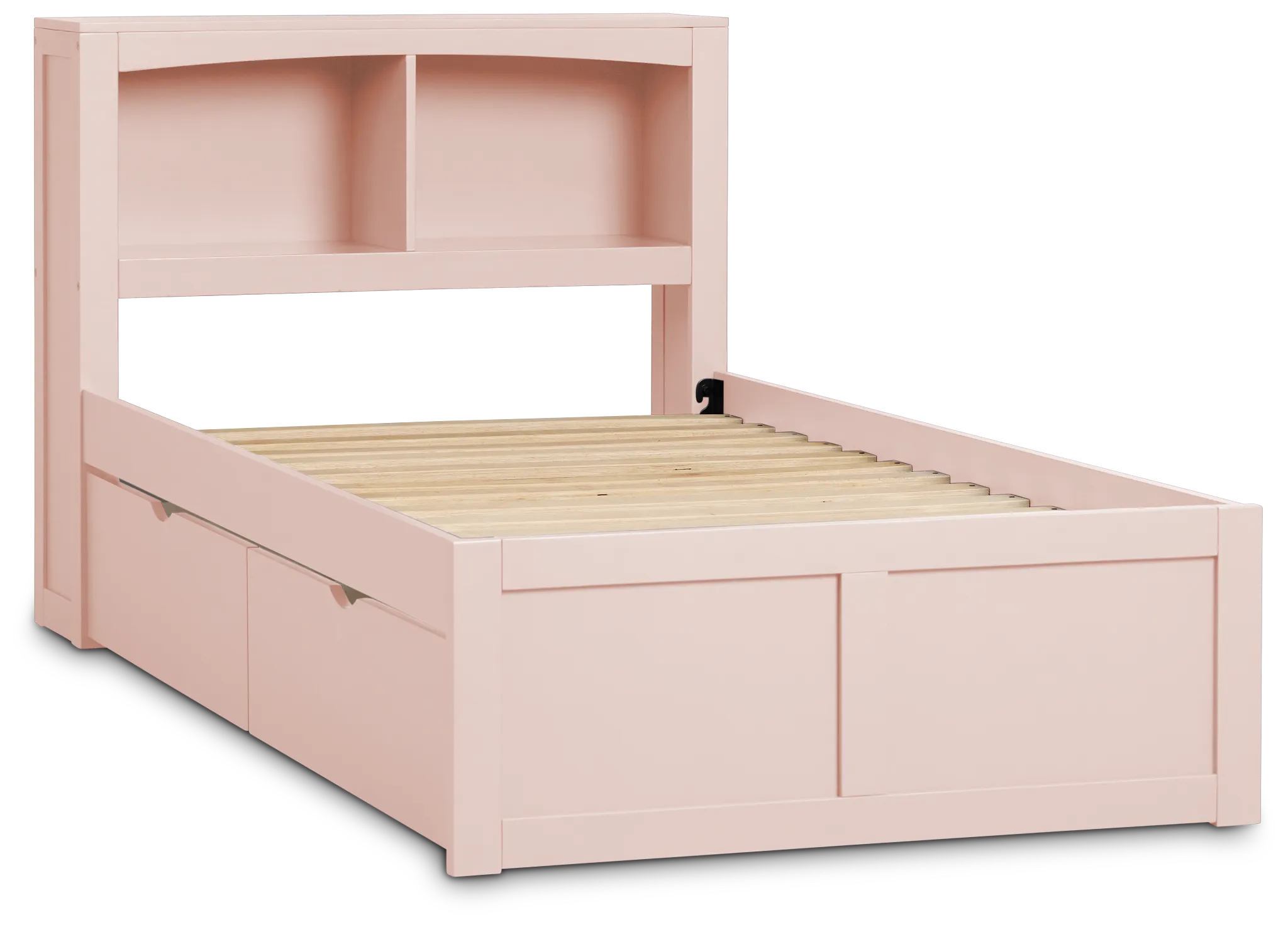 Charleston Pink Bookcase Bed With 2 Storage Drawers