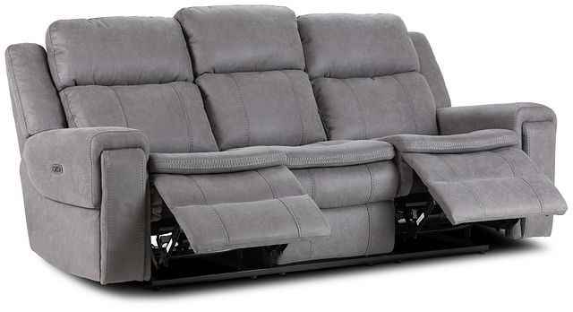 Scout Gray Micro Power Reclining Sofa (3)