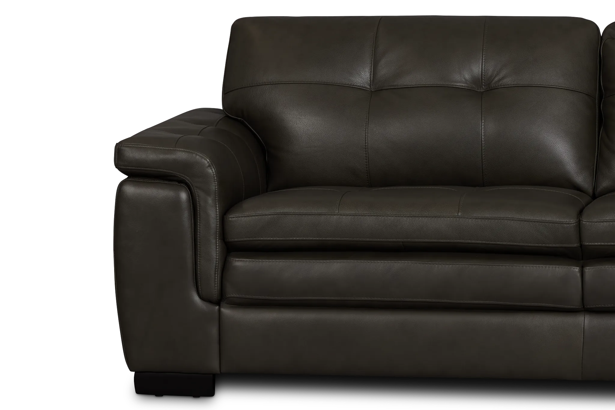 Braden Dark Gray Leather Small Right Bumper Sectional