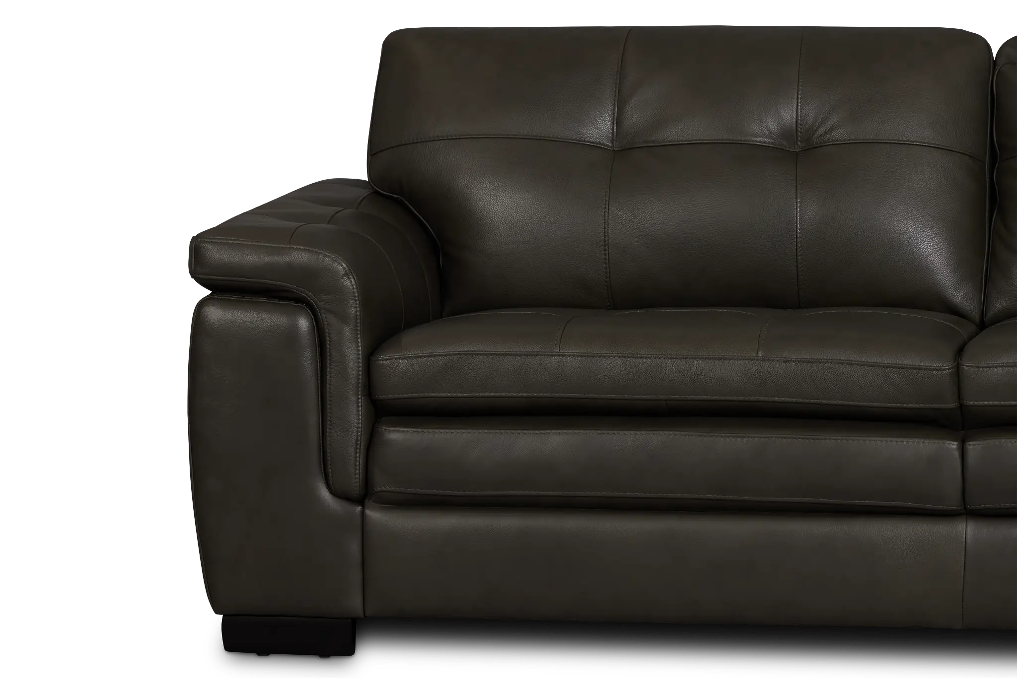 Braden Dark Gray Leather Small Right Bumper Sectional Braden Dark Gray Leather Small Right Bumper Sectional