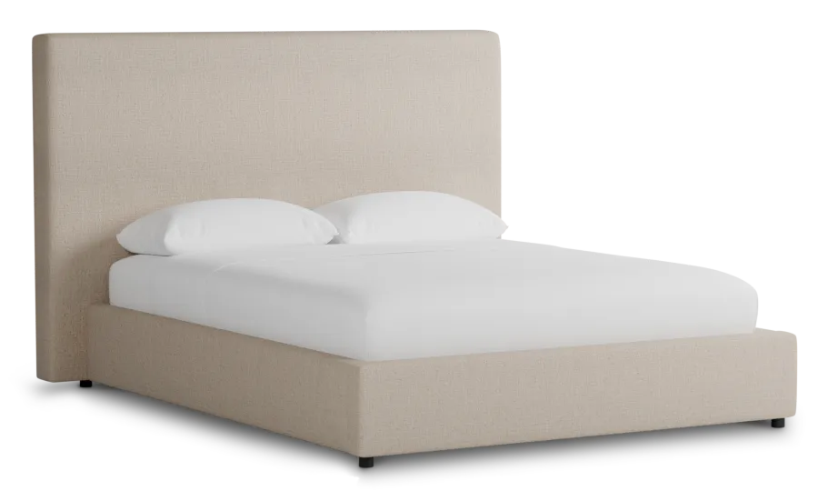 Grayton Linen Beige 54" Upholstered Platform Bed