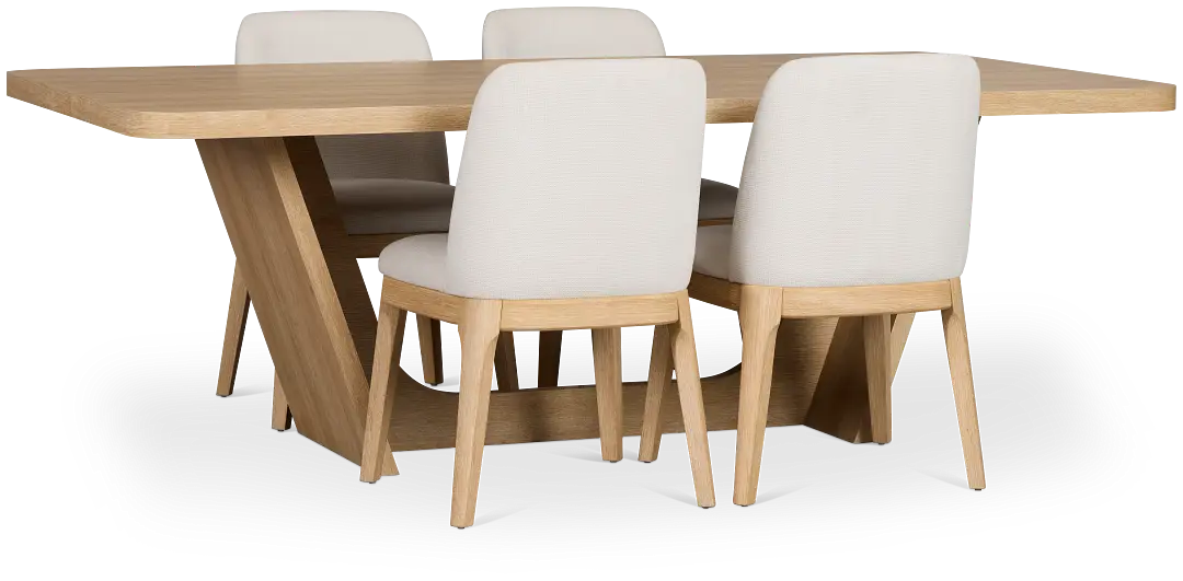 Lyndie Light Tone Rect Table & 4 Upholstered Chairs Lyndie Light Tone Rect Table & 4 Upholstered Chairs