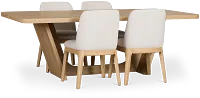 Lyndie Light Tone Rect Table & 4 Upholstered Chairs