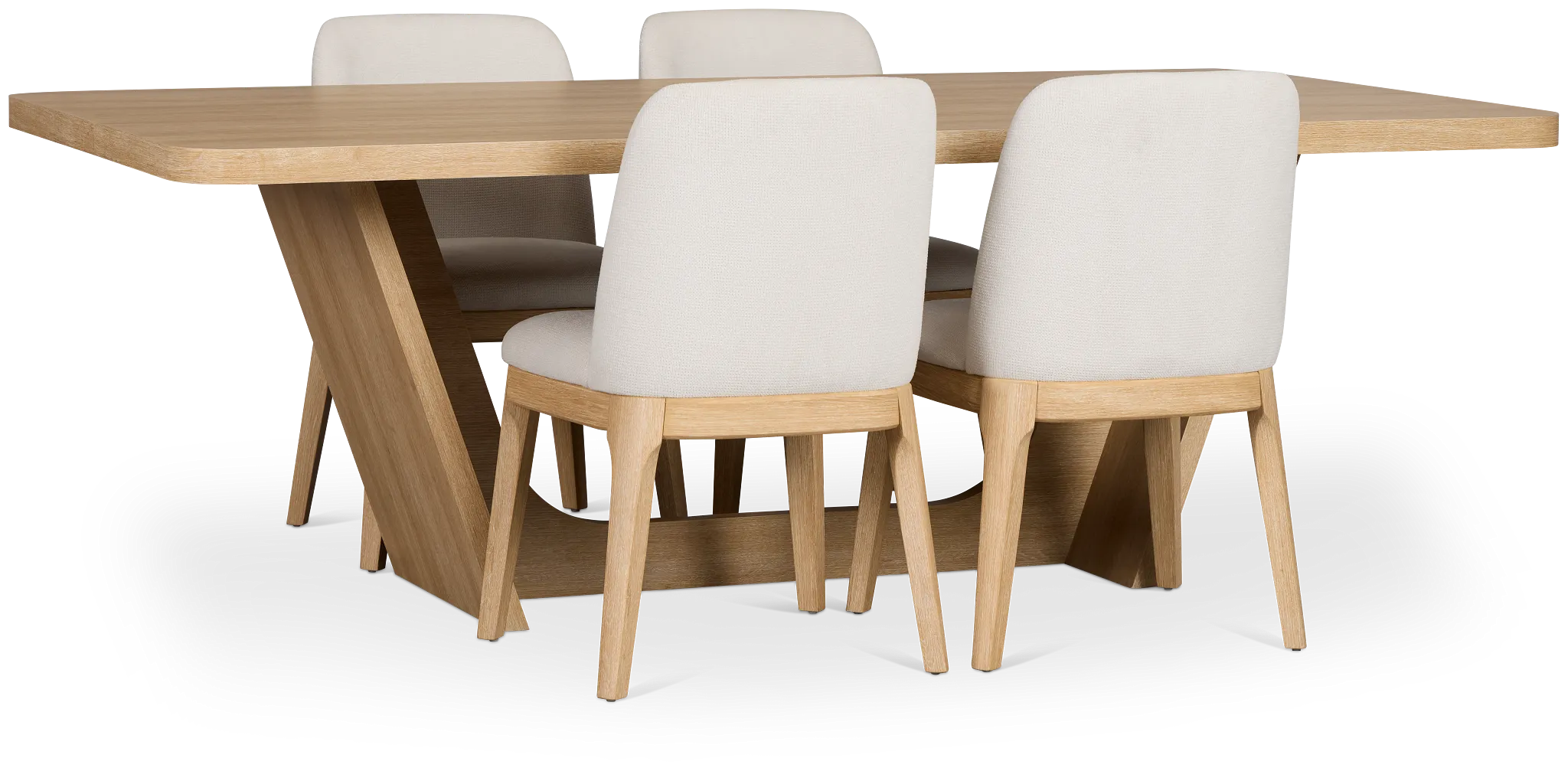 Lyndie Light Tone Rect Table & 4 Upholstered Chairs