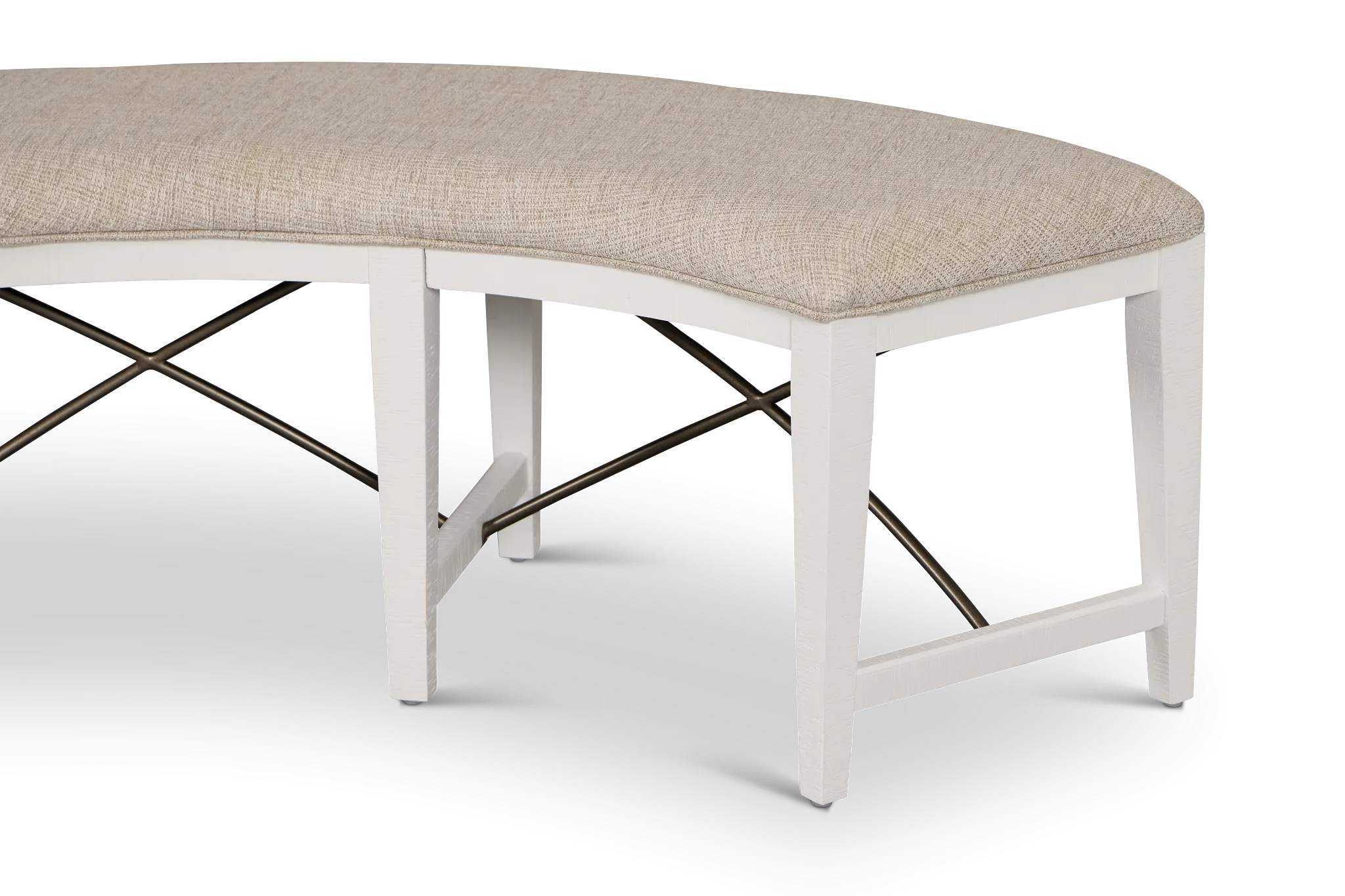 Heron Cove White Curved Upholstered Dining Bench