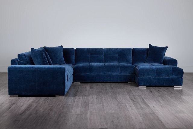 Brielle Blue Fabric Medium Right Chaise Sectional (0)