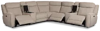 Walker Beige Fabric Large Triple Power Reclining Two-arm Sectional