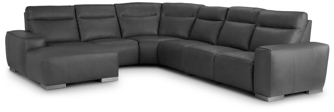 Elba Dark Gray Leather Large Dual Power Left Chaise Sectional Elba Dark Gray Leather Large Dual Power Left Chaise Sectional