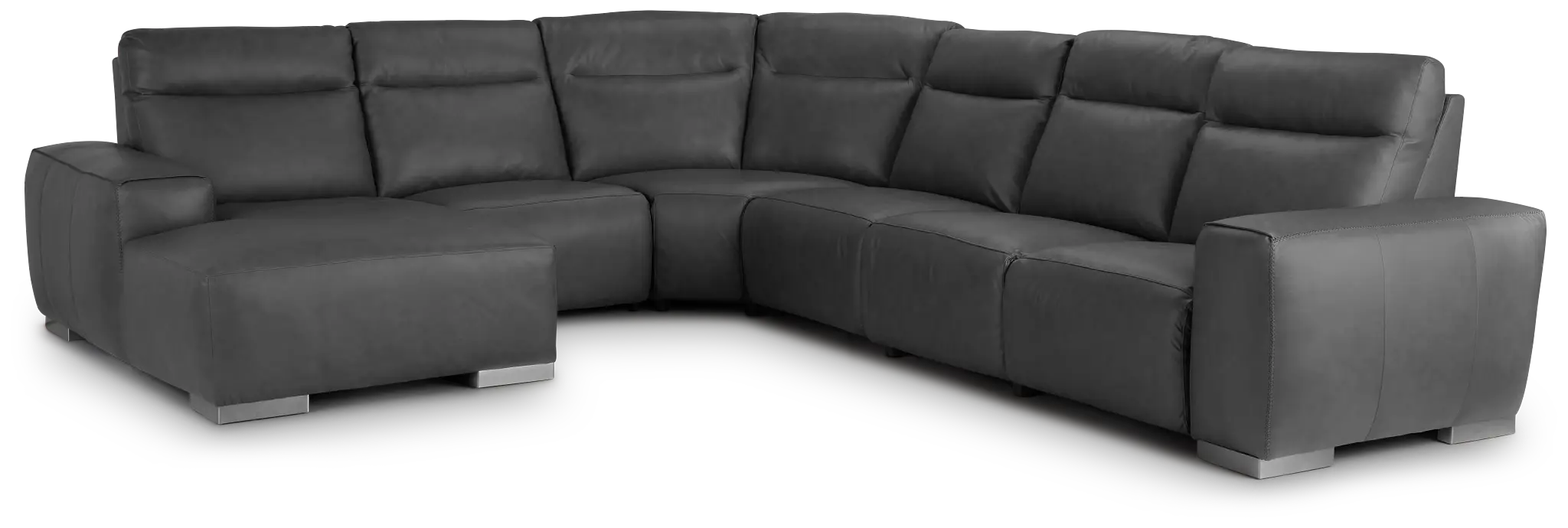 Elba Dark Gray Leather Large Dual Power Left Chaise Sectional Elba Dark Gray Leather Large Dual Power Left Chaise Sectional