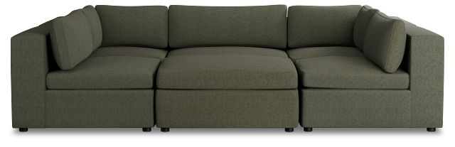 Destin Sutton Green Fabric 6-piece Pit Sectional