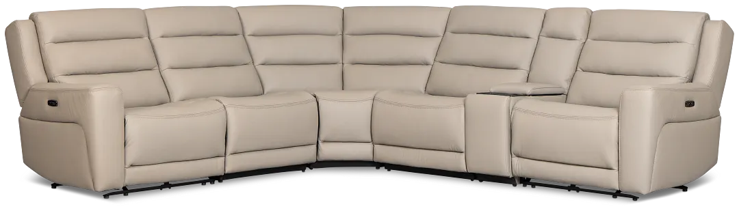 Wilder Taupe Leather Medium Dual Power 2-arm Reclining Sectional