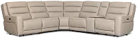 Wilder Taupe Leather Medium Dual Power 2-arm Reclining Sectional