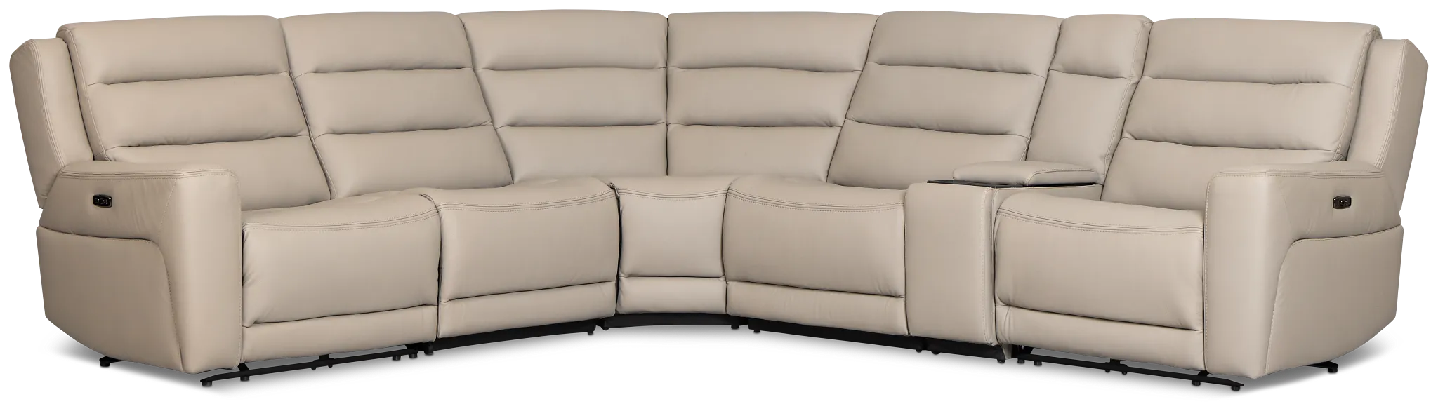 Wilder Taupe Leather Medium Dual Power 2-arm Reclining Sectional