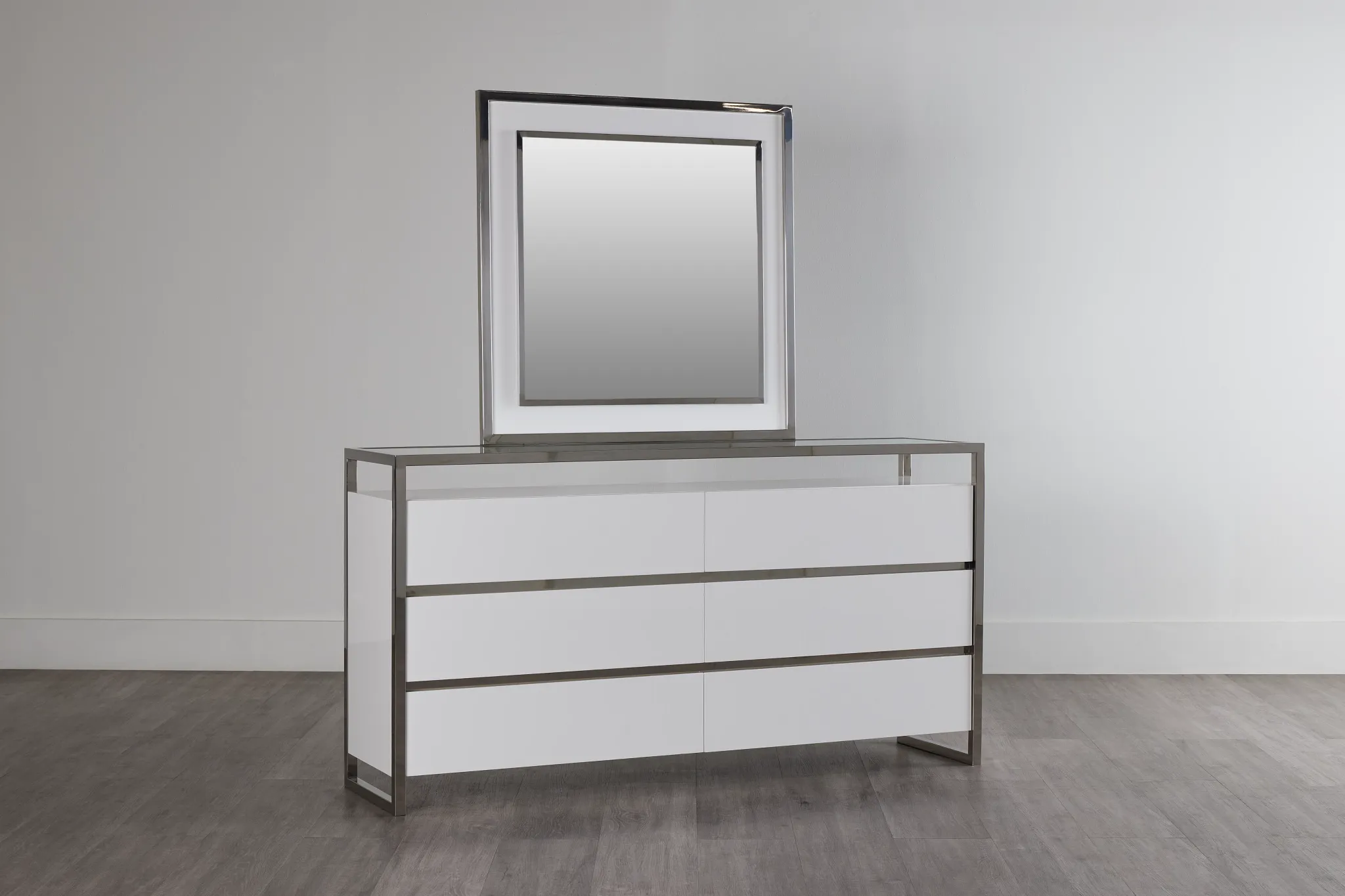 Miami White Dresser & Mirror