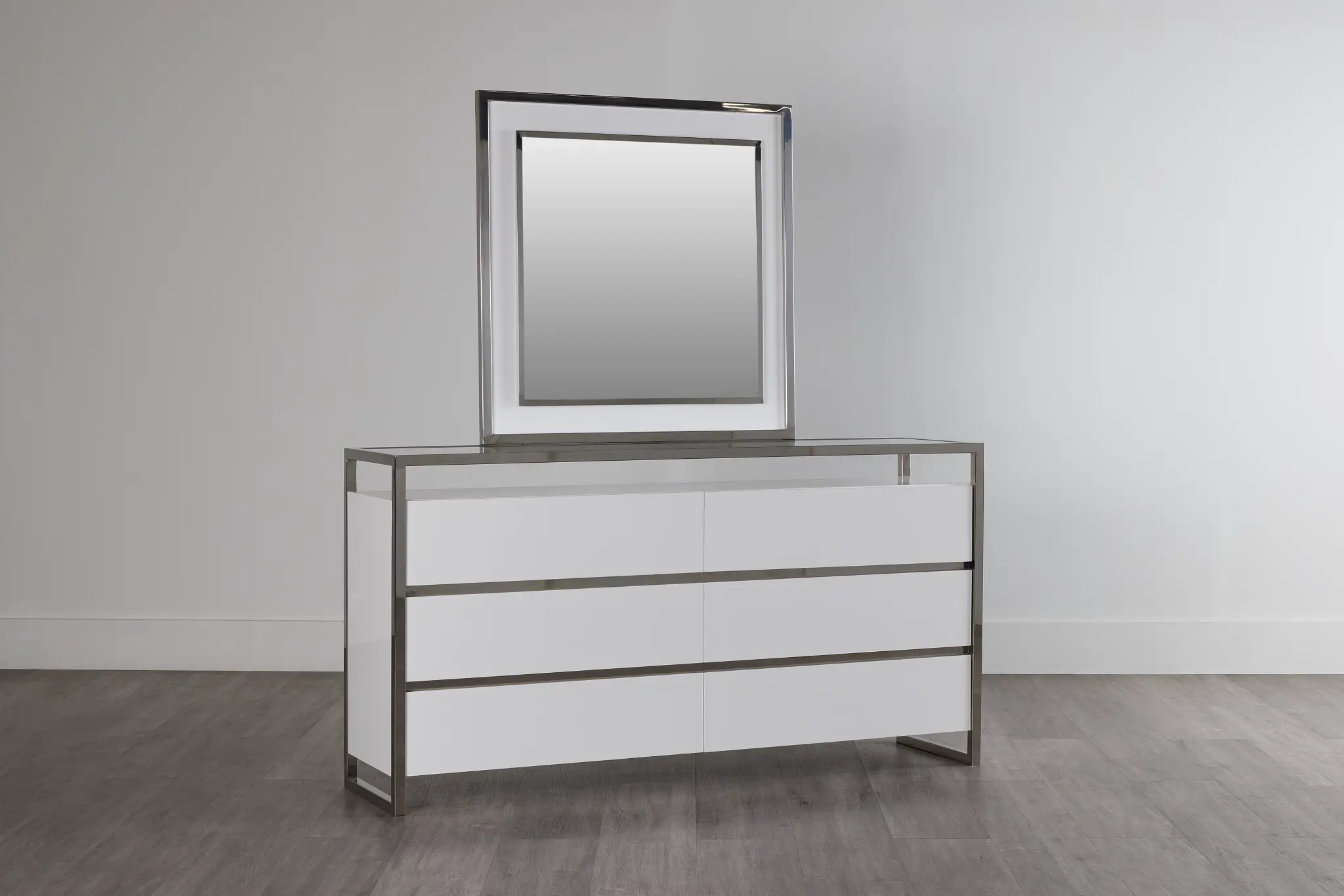 Miami White Dresser & Mirror Miami White Dresser & Mirror