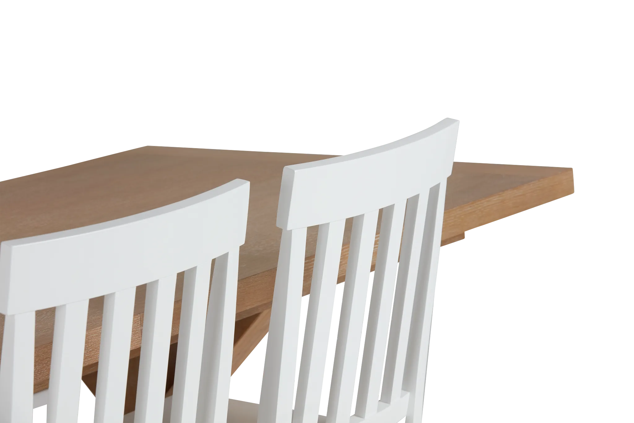 Nantucket Light Tone Trestle Table & 4 White Wood Chairs