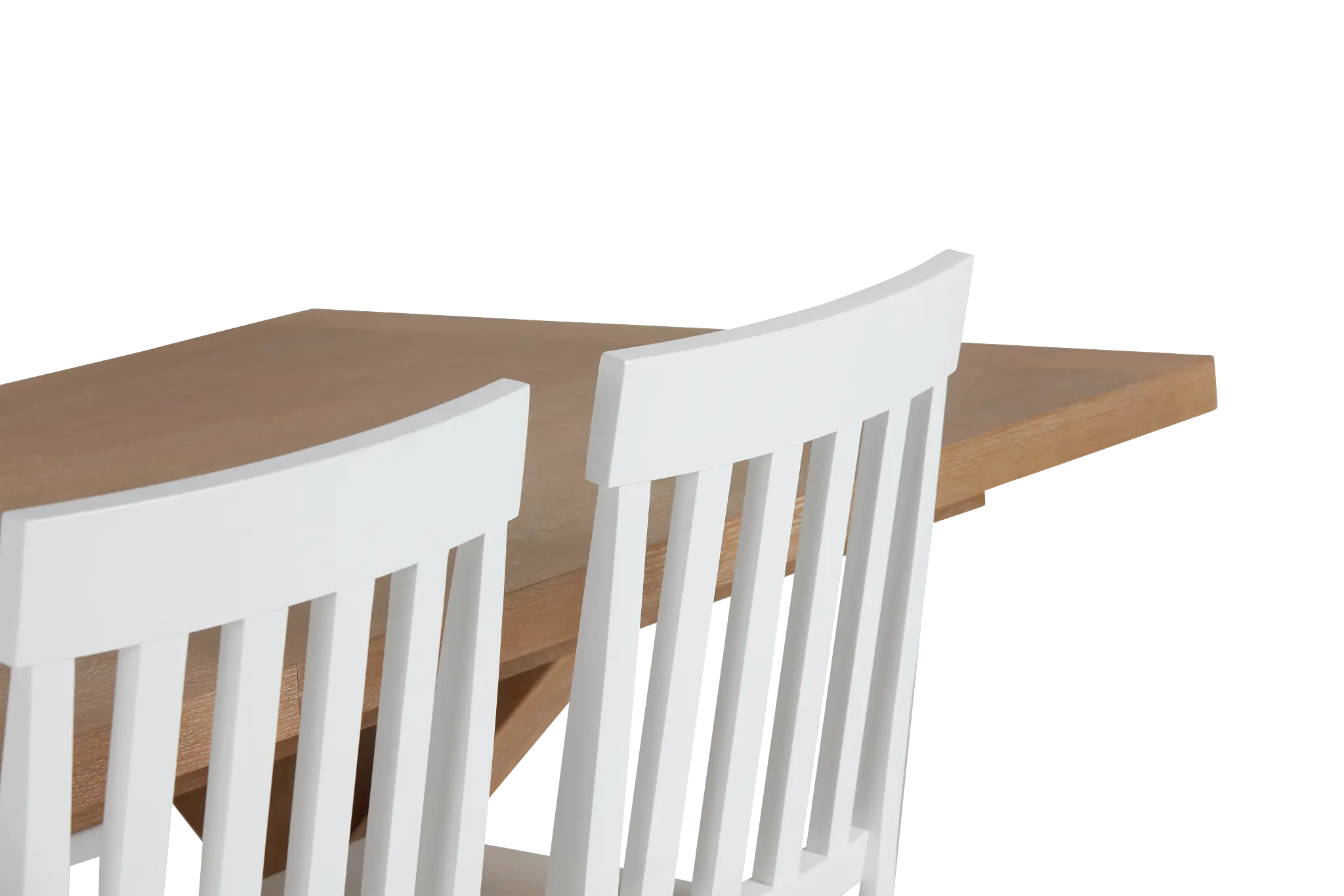 Nantucket Light Tone Trestle Table & 4 White Wood Chairs Nantucket Light Tone Trestle Table & 4 White Wood Chairs